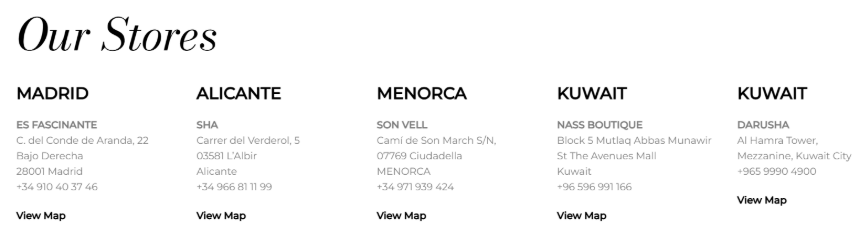 Infografía con las tiendas de Malne