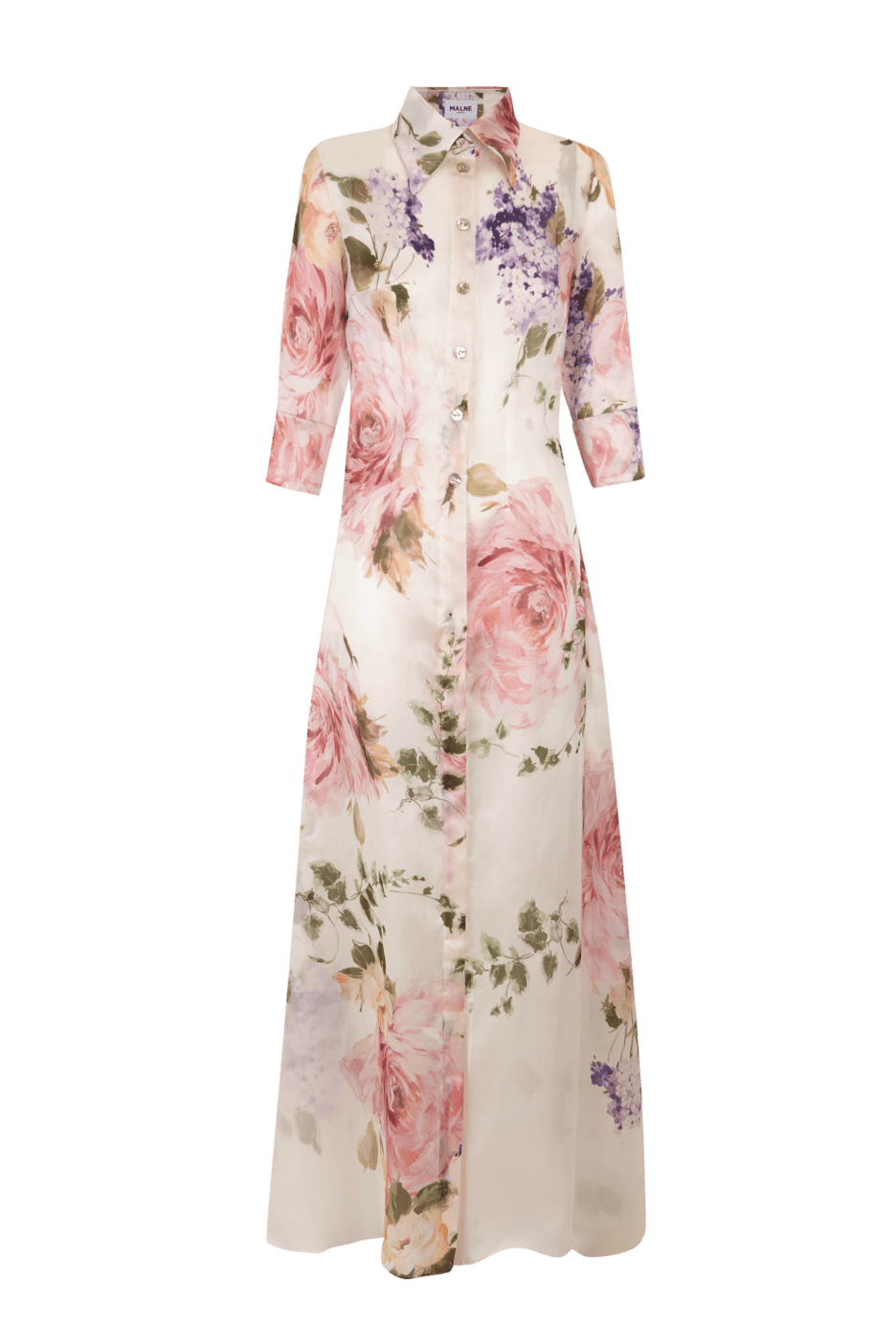 Vestido camisero de organza de seda