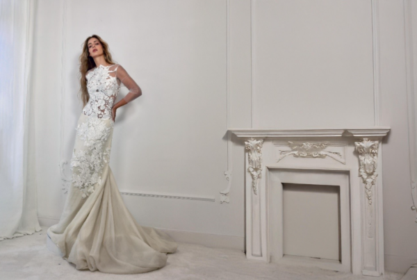 novia con vestido de novia blanco Malne