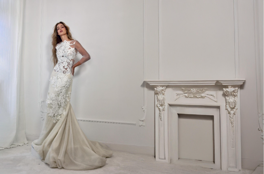 novia con vestido de novia blanco Malne